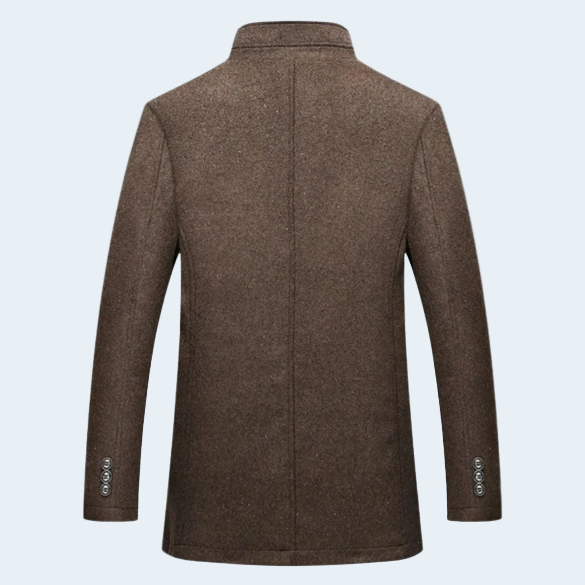 Brown coat on a light blue background