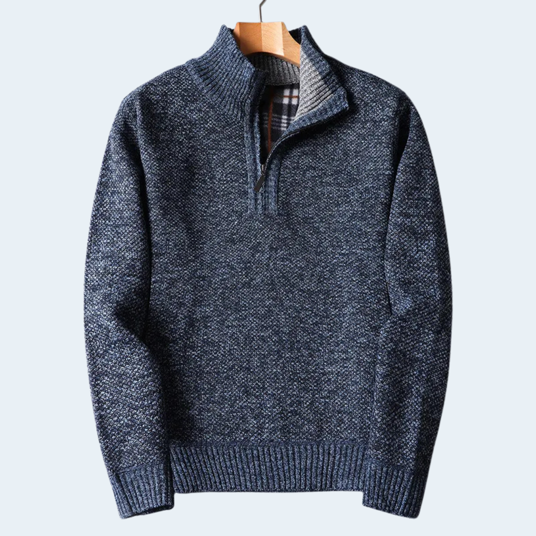 Biruvi | Men’s Fleece Lined Quarter-Zip Knit Cardigan