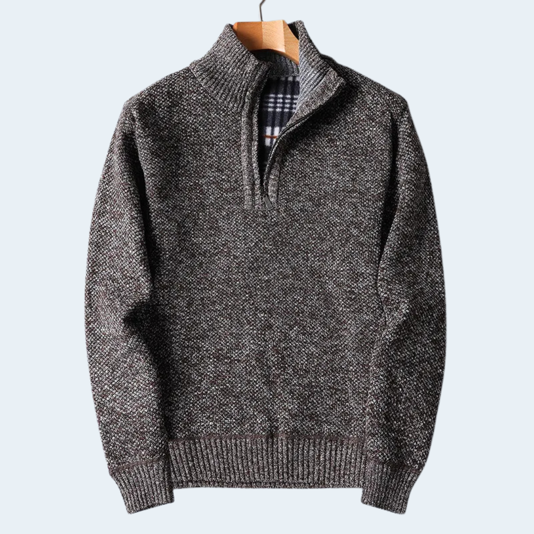 Biruvi | Men’s Fleece Lined Quarter-Zip Knit Cardigan