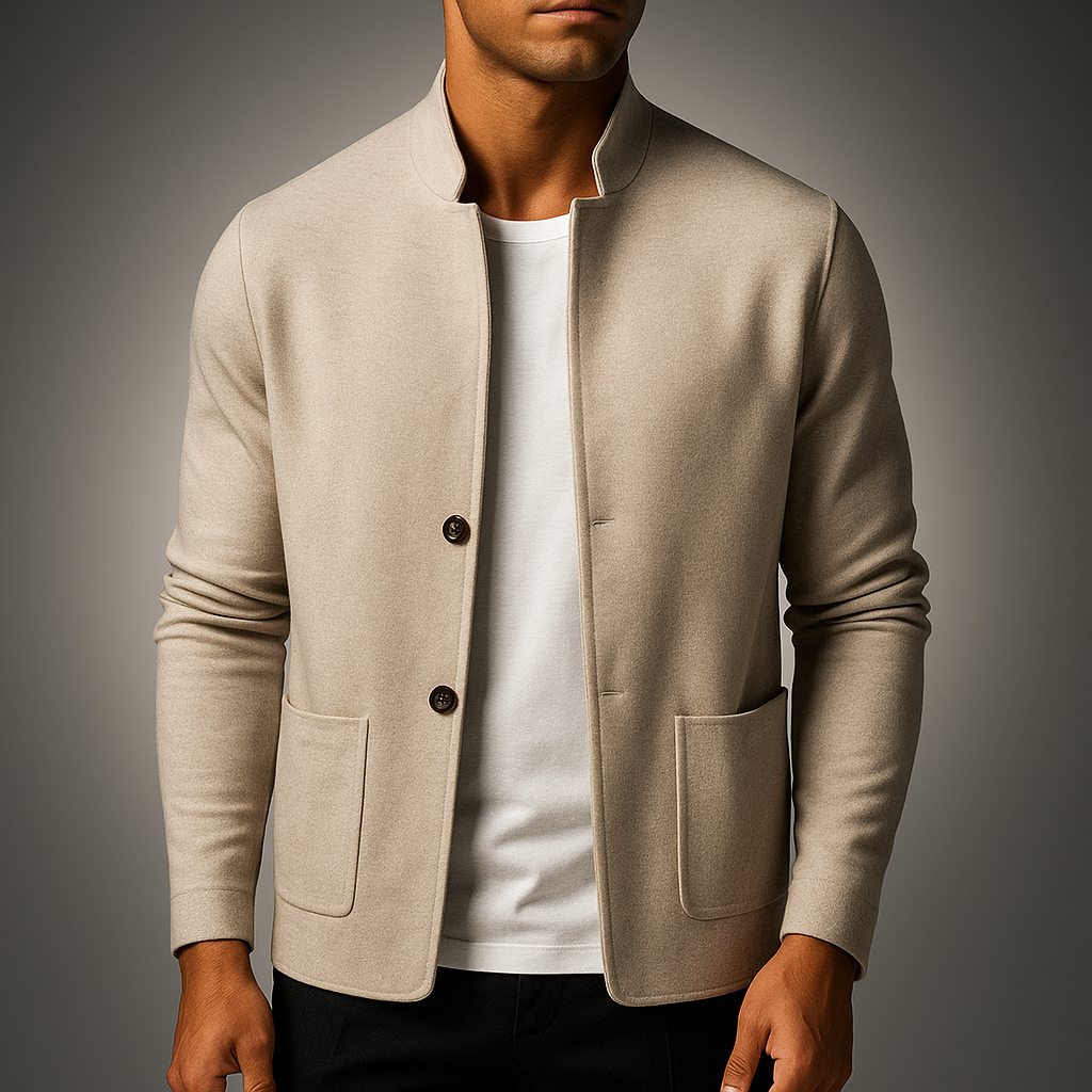 Biruvi | Men’s Italian-Inspired Mandarin Collar Knit Jacket
