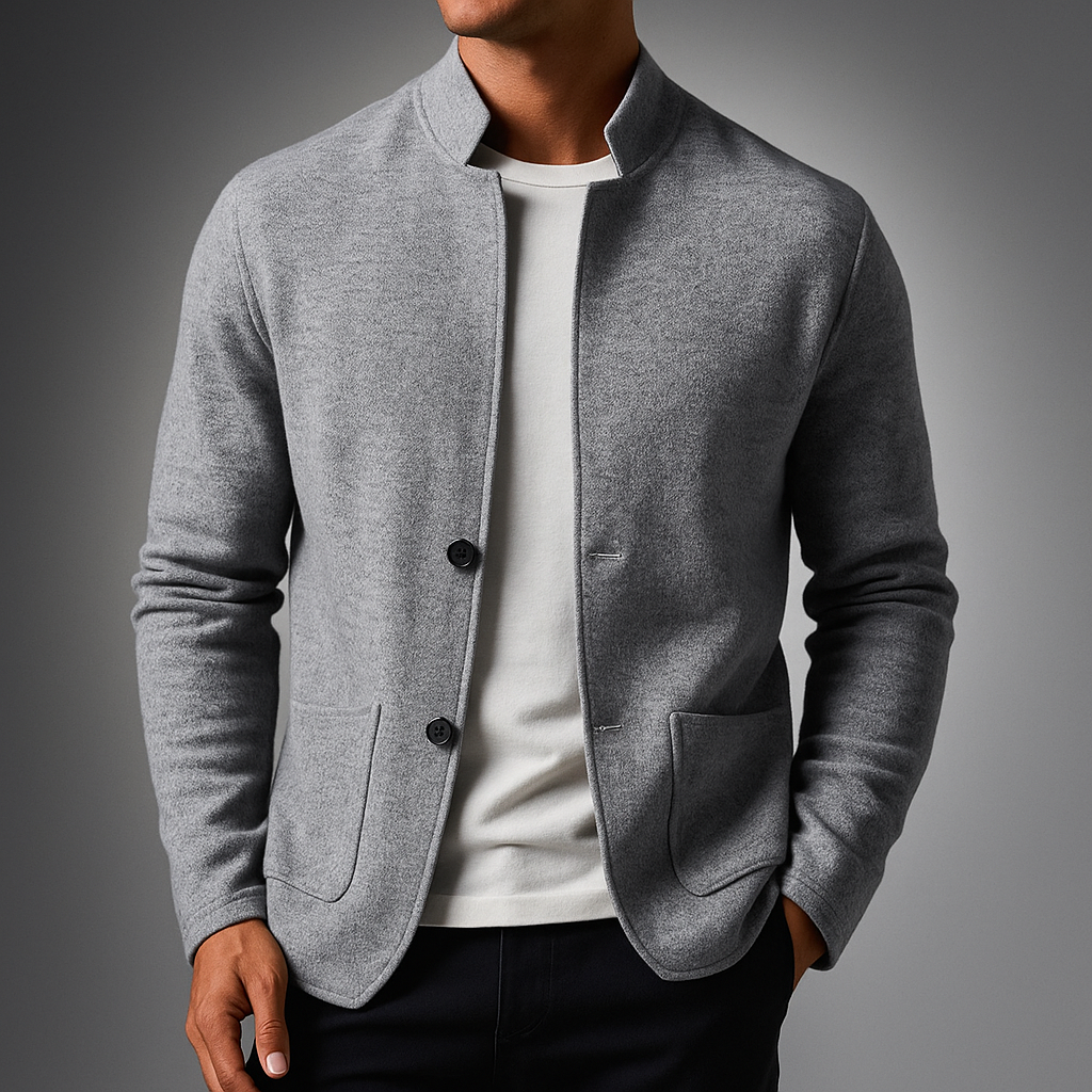 Biruvi | Men’s Italian-Inspired Mandarin Collar Knit Jacket