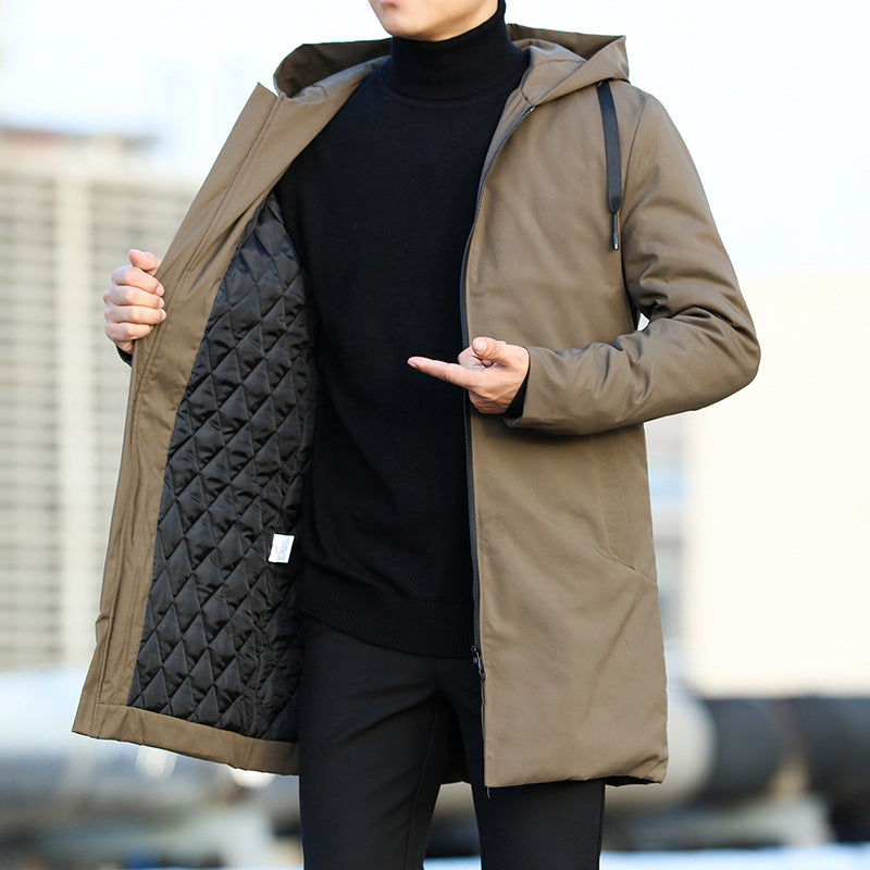 Biruvi | Men’s Quilted Hooded Coat Modern Zip Closure