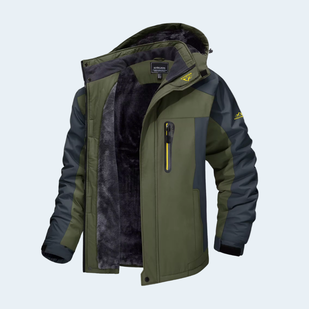 Biruvi | Men’s Hooded Fleece Lined Weather Resistant Winter Jacket