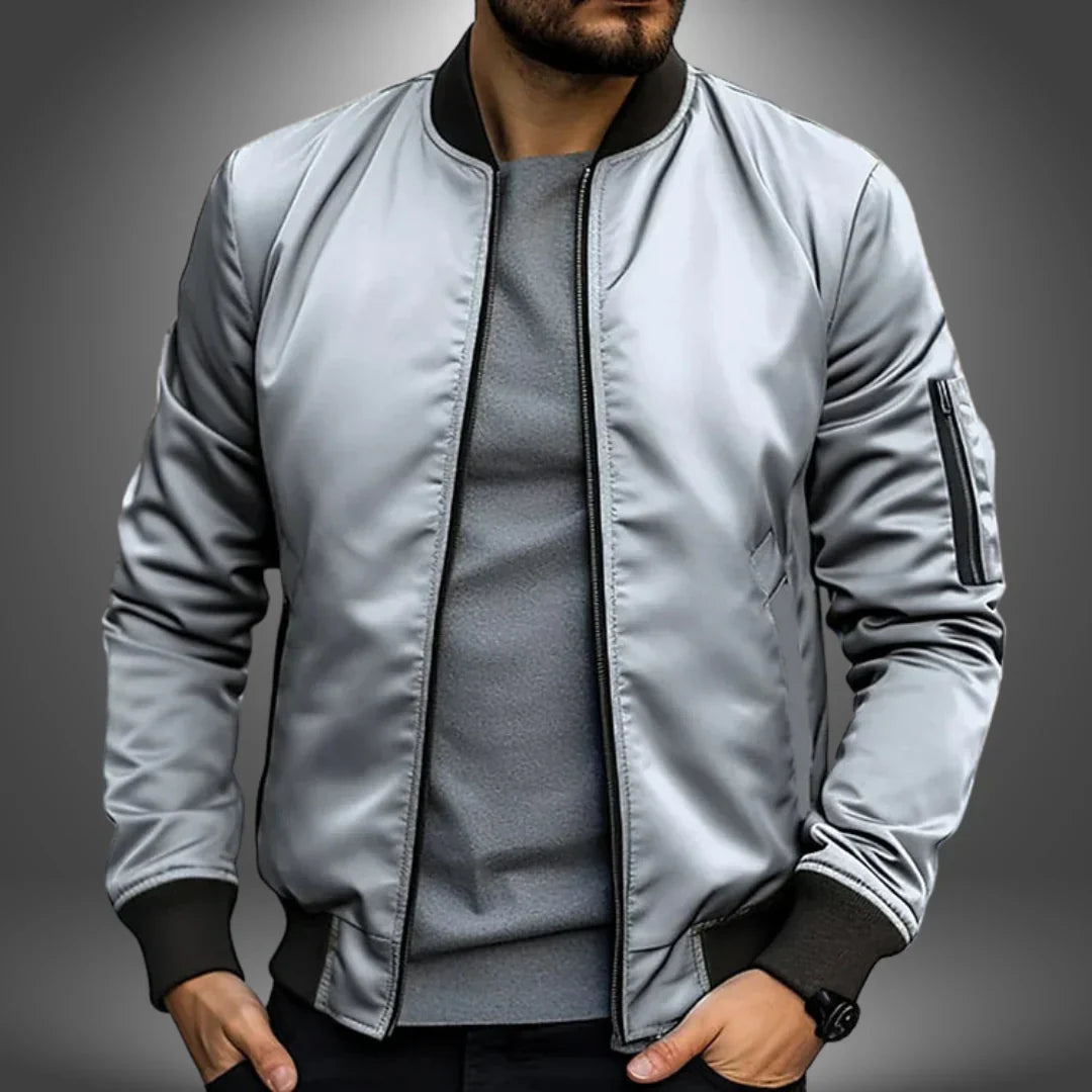 Biruvi | Men’s Lightweight Bomber Jacket Slim Fit Windbreaker with Arm Zip Pocket