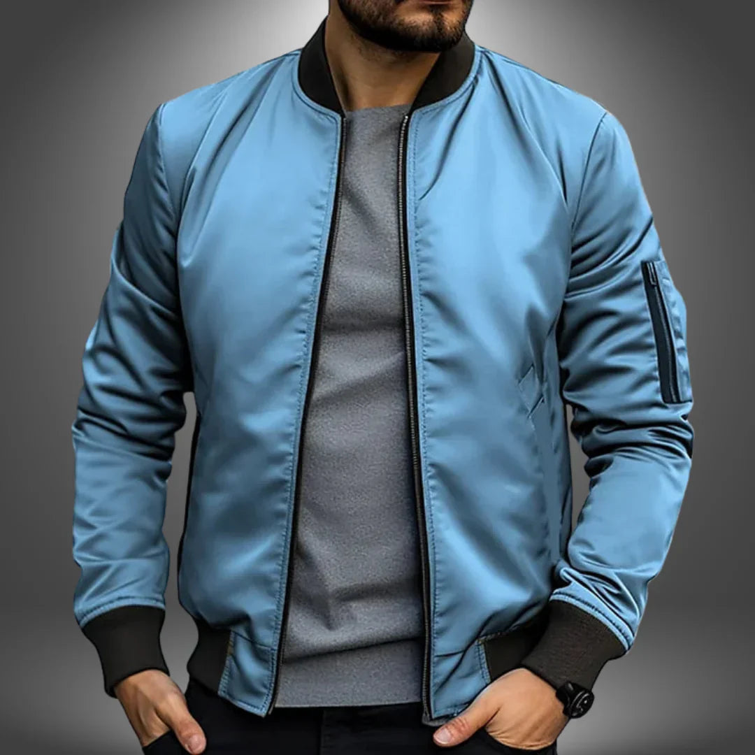 Biruvi | Men’s Lightweight Bomber Jacket Slim Fit Windbreaker with Arm Zip Pocket