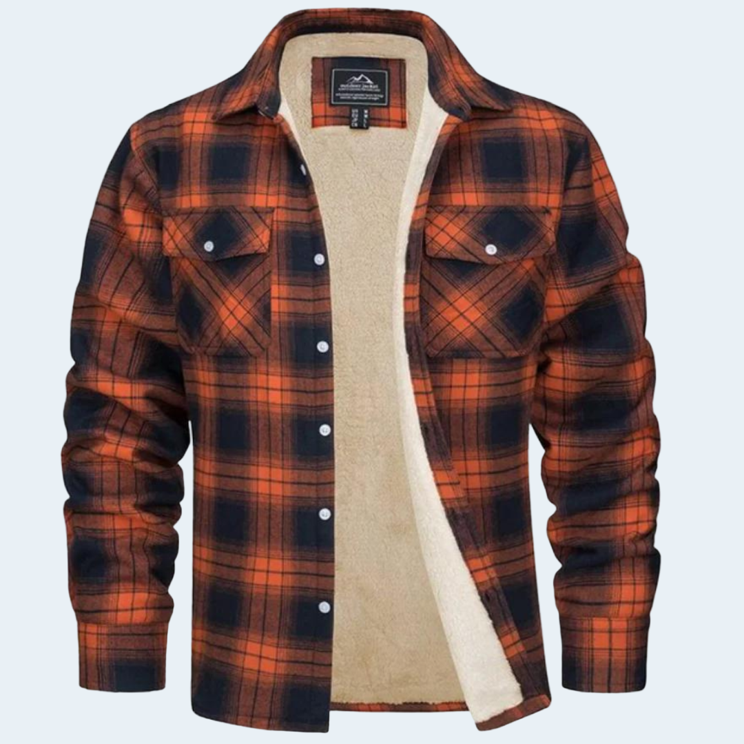 Biruvi | Men’s Sherpa Lined Plaid Shirt Jacket