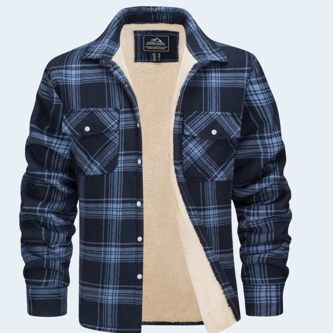 Biruvi | Men’s Sherpa Lined Plaid Shirt Jacket