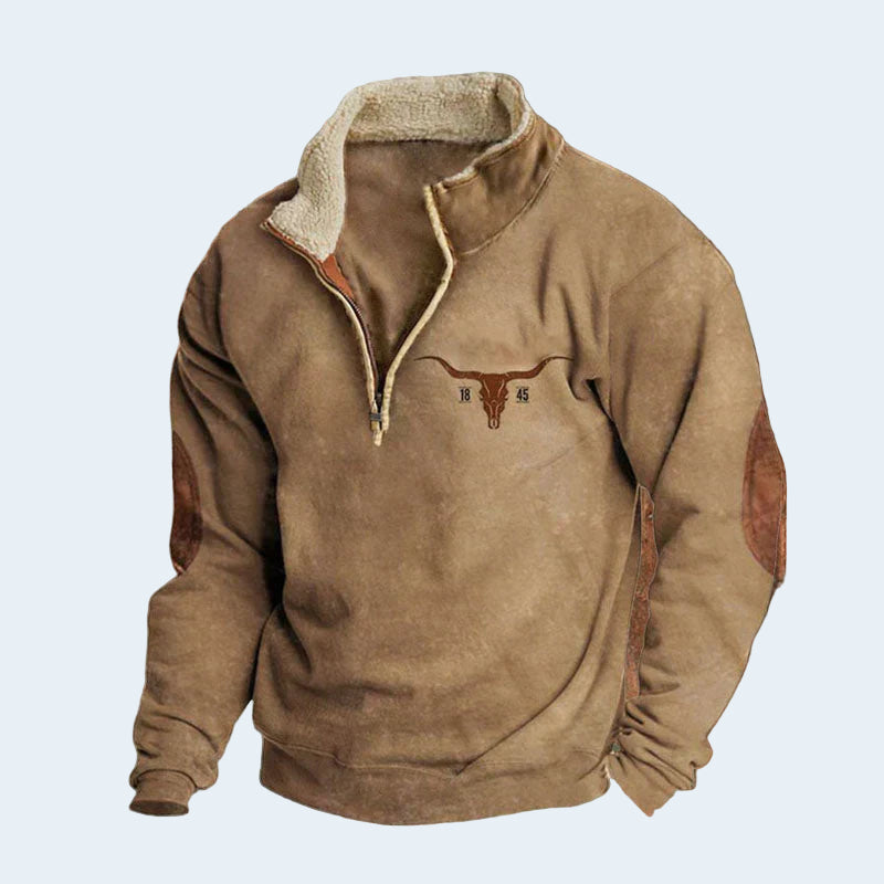 Biruvi | Men’s Western Fleece Quarter Zip Pullover with Sherpa Lined Collar