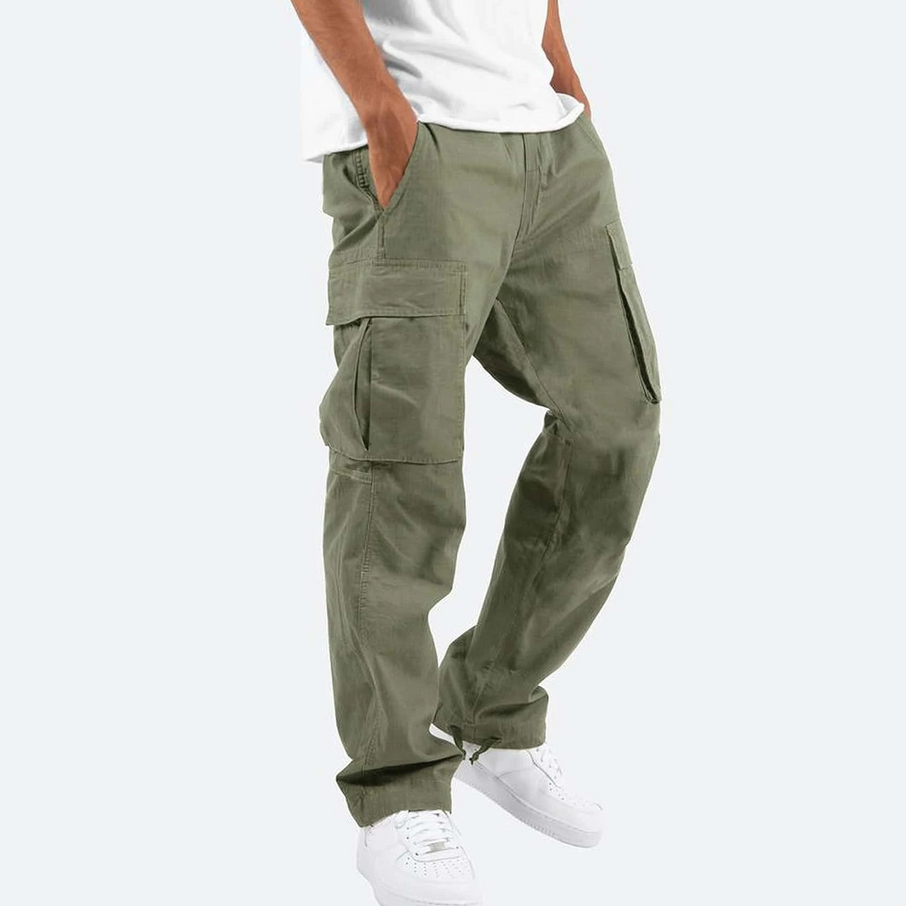 Biruvi | Men’s Cargo Pants Relaxed Fit Straight Leg Utility Pockets