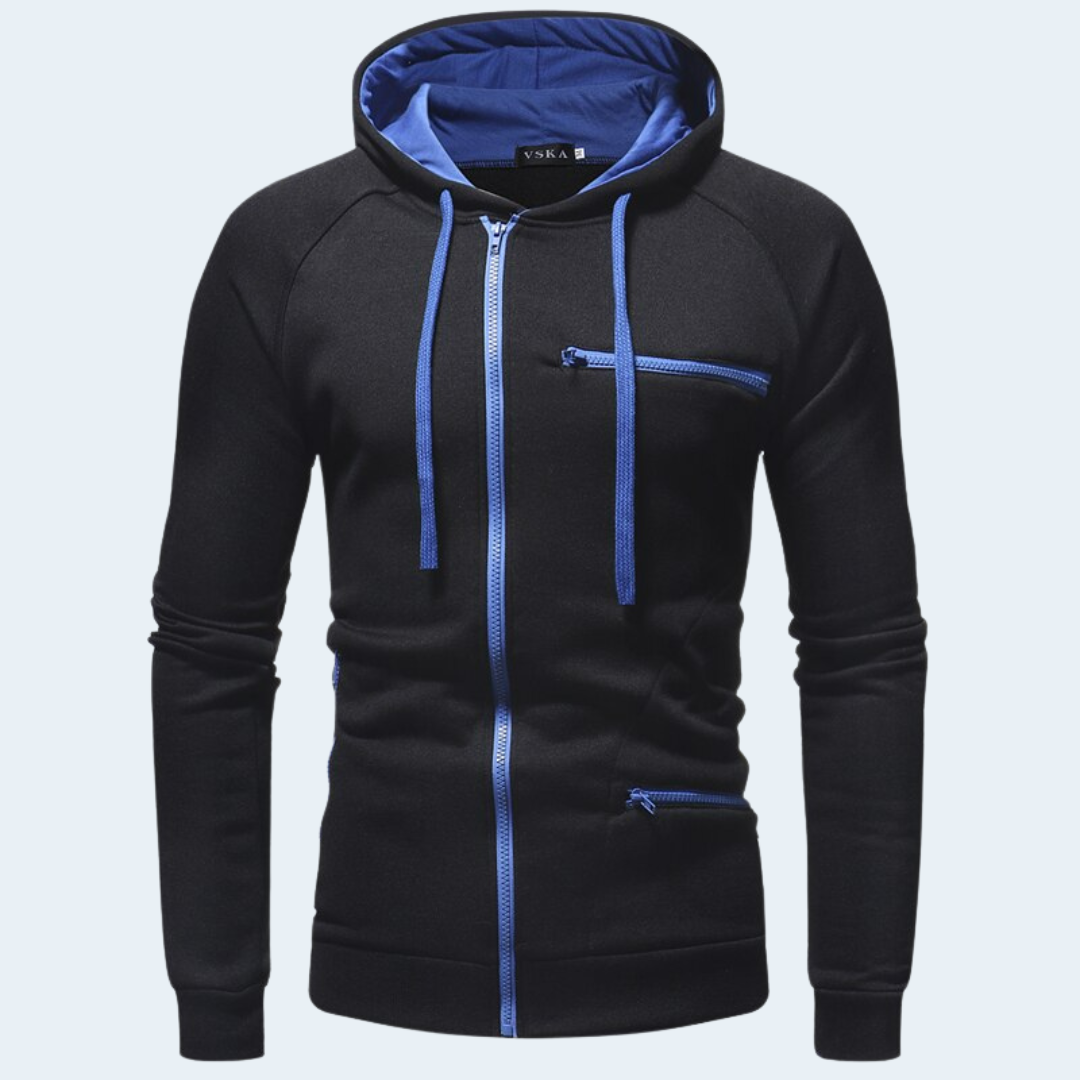 Biruvi | Men’s Zipper Hoodie Slim Fit Double Zip Lightweight Jacket