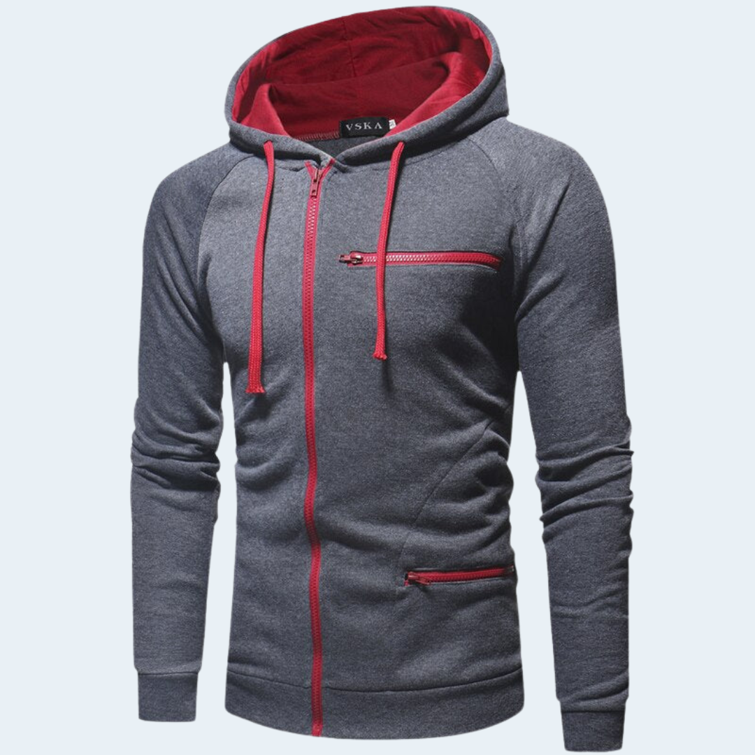 Biruvi | Men’s Zipper Hoodie Slim Fit Double Zip Lightweight Jacket