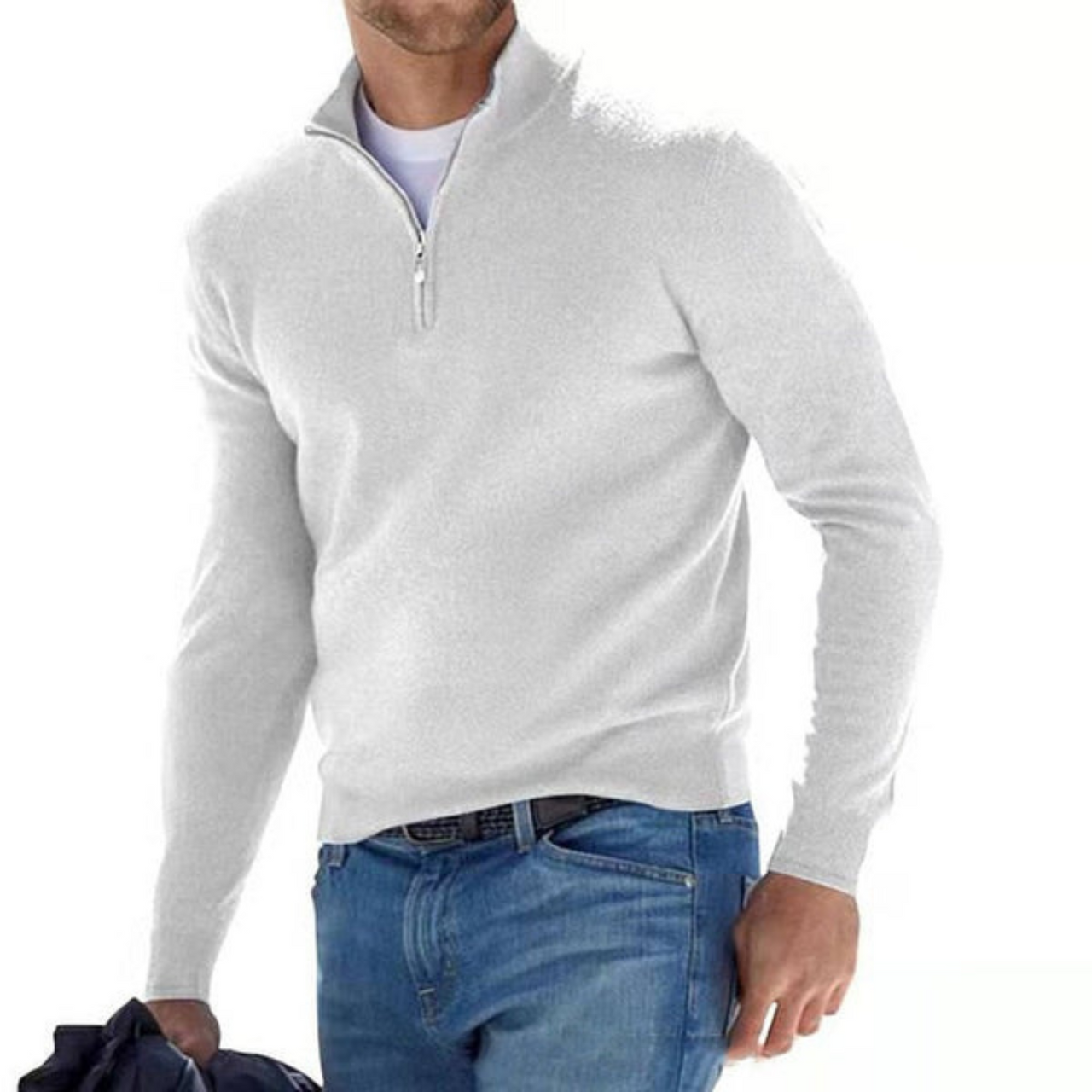 Biruvi | Men’s Merino V-Neck Knit Sweater with Zipper