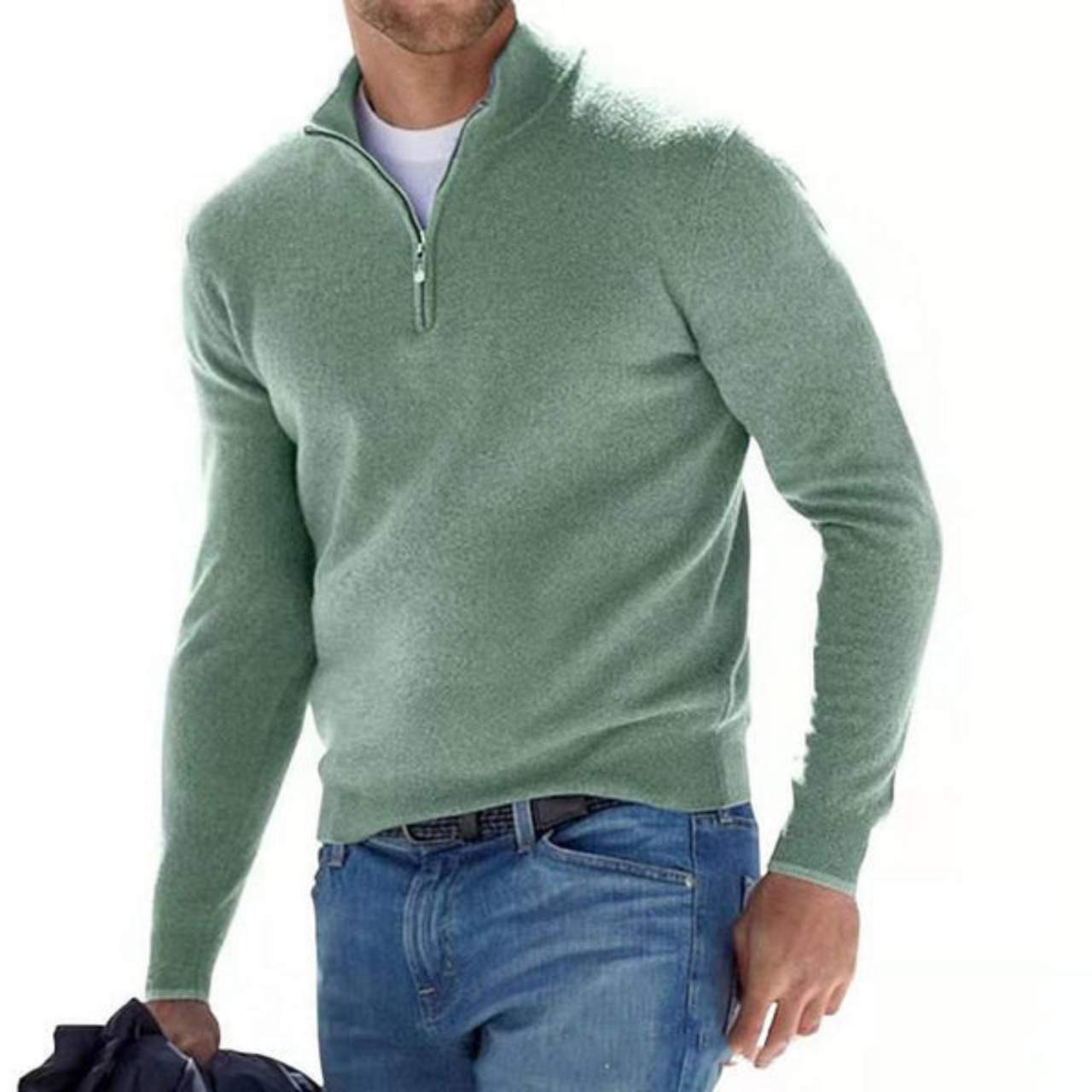 Biruvi | Men’s Merino V-Neck Knit Sweater with Zipper