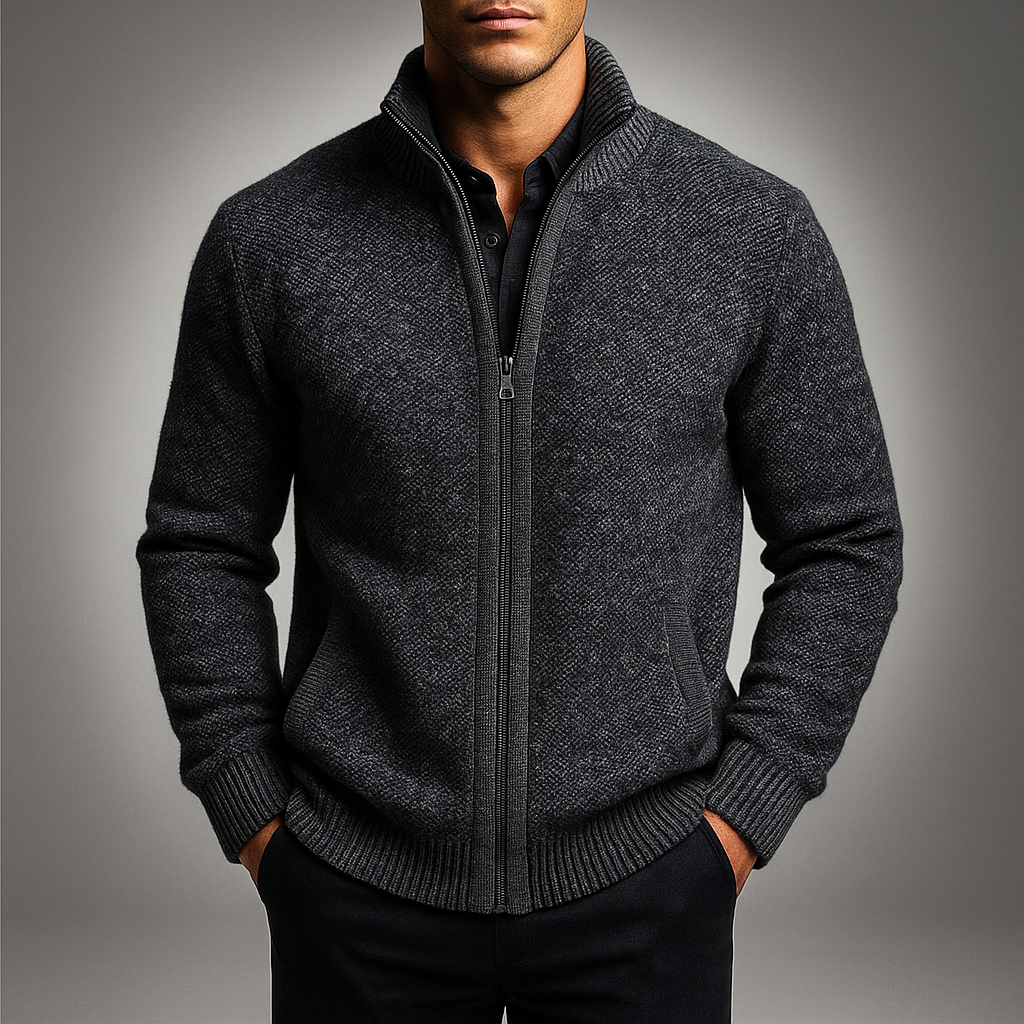 Biruvi | Men’s Norfolk Thermal Lined Heather Knit Jacket