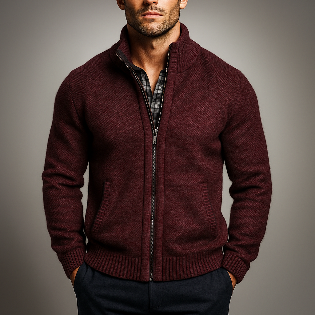 Biruvi | Men’s Norfolk Thermal Lined Heather Knit Jacket