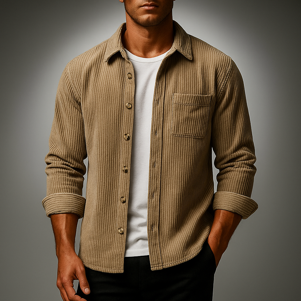 Biruvi | Men’s Organic Corduroy Turn-Down Collar Layering Overshirt