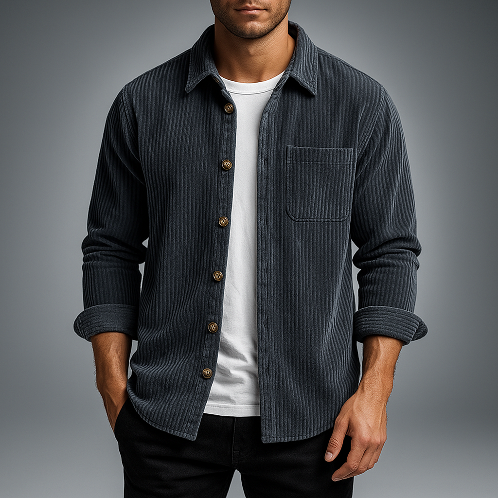 Biruvi | Men’s Organic Corduroy Turn-Down Collar Layering Overshirt