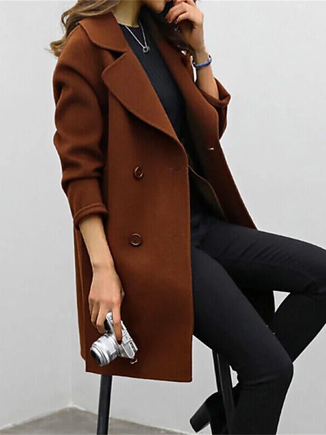 Biruvi | Women’s Refined Double Breasted Wool Blend Coat