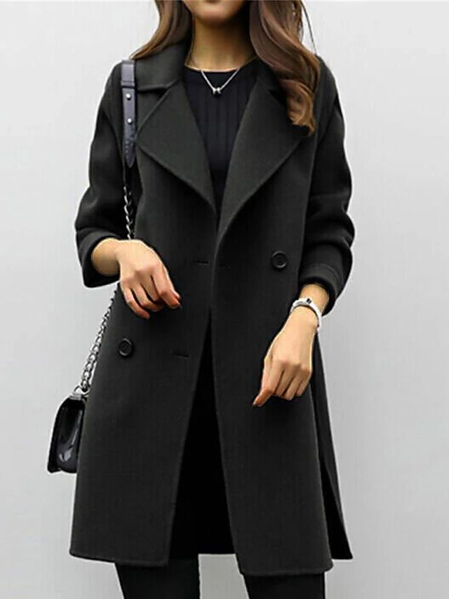 Biruvi | Women’s Refined Double Breasted Wool Blend Coat