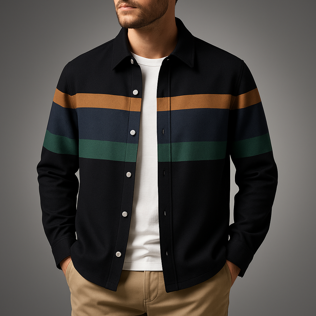 Biruvi | Men’s Signature Stripe Tailored Lightweight Cardigan