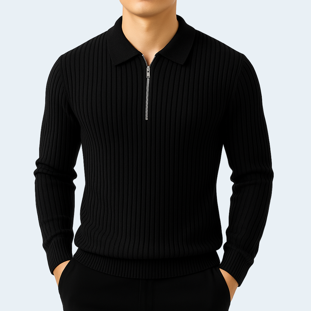 Biruvi | Men’s Soft Ribbed Cotton Zip Sweater