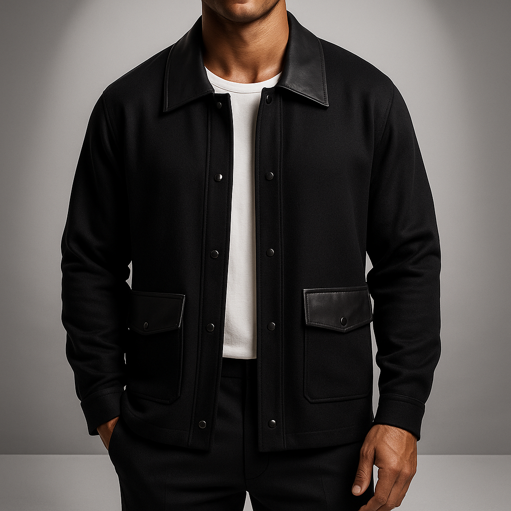 Biruvi | Men’s Two-Tone Rib-Knit Classic Cardigan