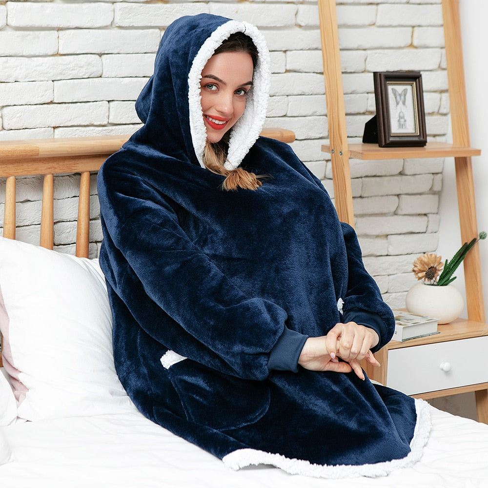 Biruvi | Oversized Hoodies Blanket Hoodie Soft Fleece Wearable Blanket with Hood & Kangaroo Pocket
