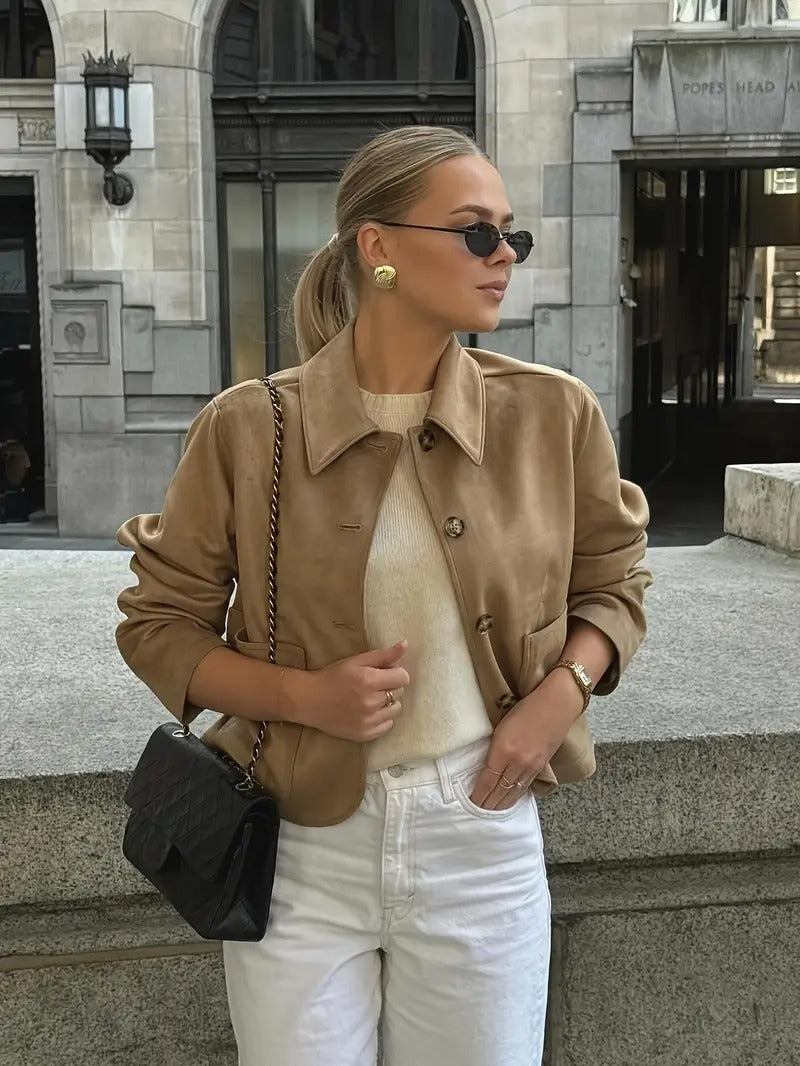 Biruvi | Women’s Button-Down Suede Jacket
