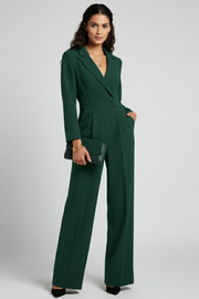 Evelyn | Tailored Wrap-Front Wide-Leg Jumpsuit