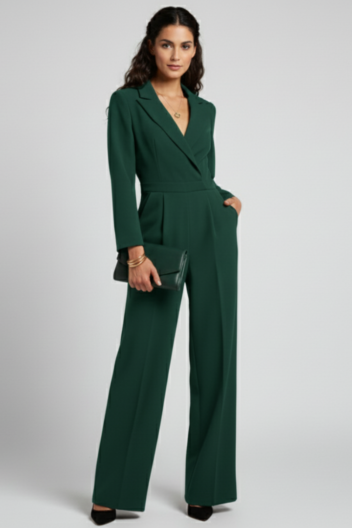 Evelyn | Tailored Wrap-Front Wide-Leg Jumpsuit