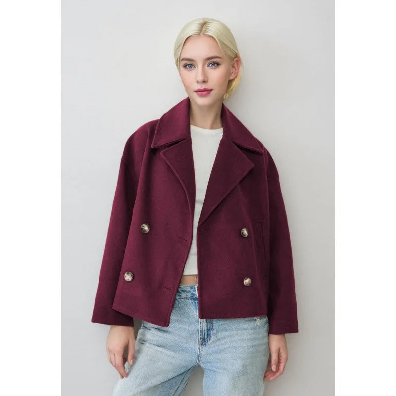 Biruvi | Women’s Double-Breasted Short Cropped Jacket