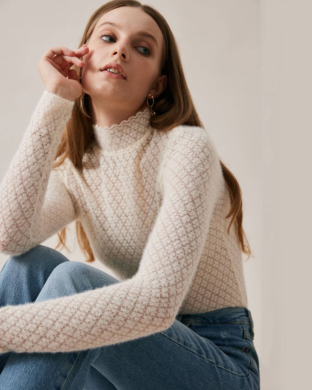 Azure | Sheer Lace Knit Festival Top
