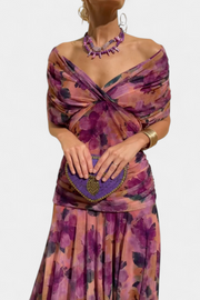 Blanche | V-Neck Floral Print A-Line Dress