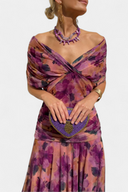 Blanche | V-Neck Floral Print A-Line Dress