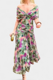 Blanche | V-Neck Floral Print A-Line Dress