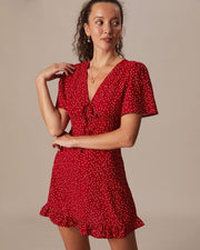 Blanche | V-Neck Polka Dot Flounce Summer Dress