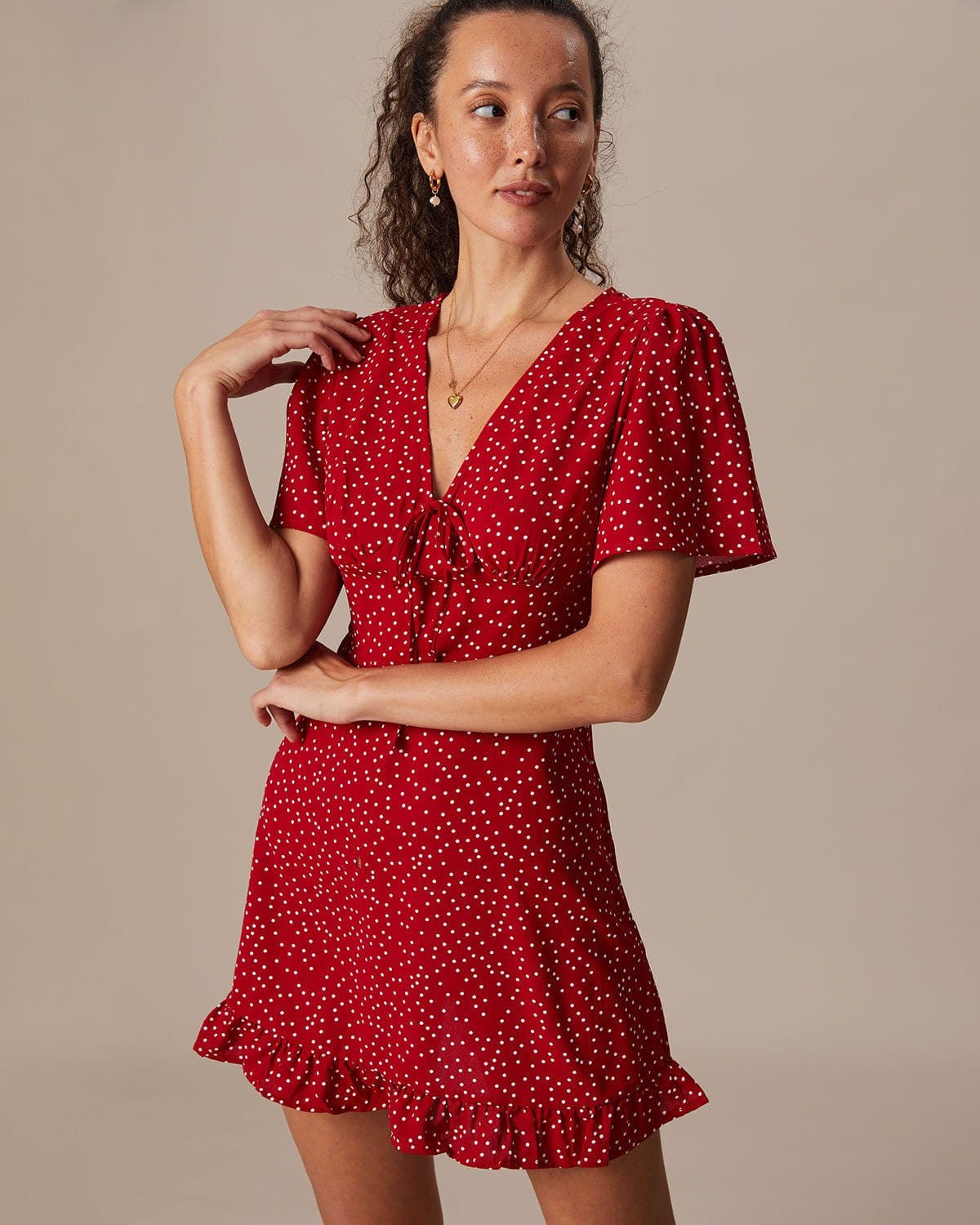 Blanche | V-Neck Polka Dot Flounce Summer Dress