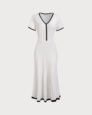 Blythe | Slim Fit Contrasting Ladies Day Sweater Midi Dress