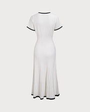 Blythe | Slim Fit Contrasting Ladies Day Sweater Midi Dress