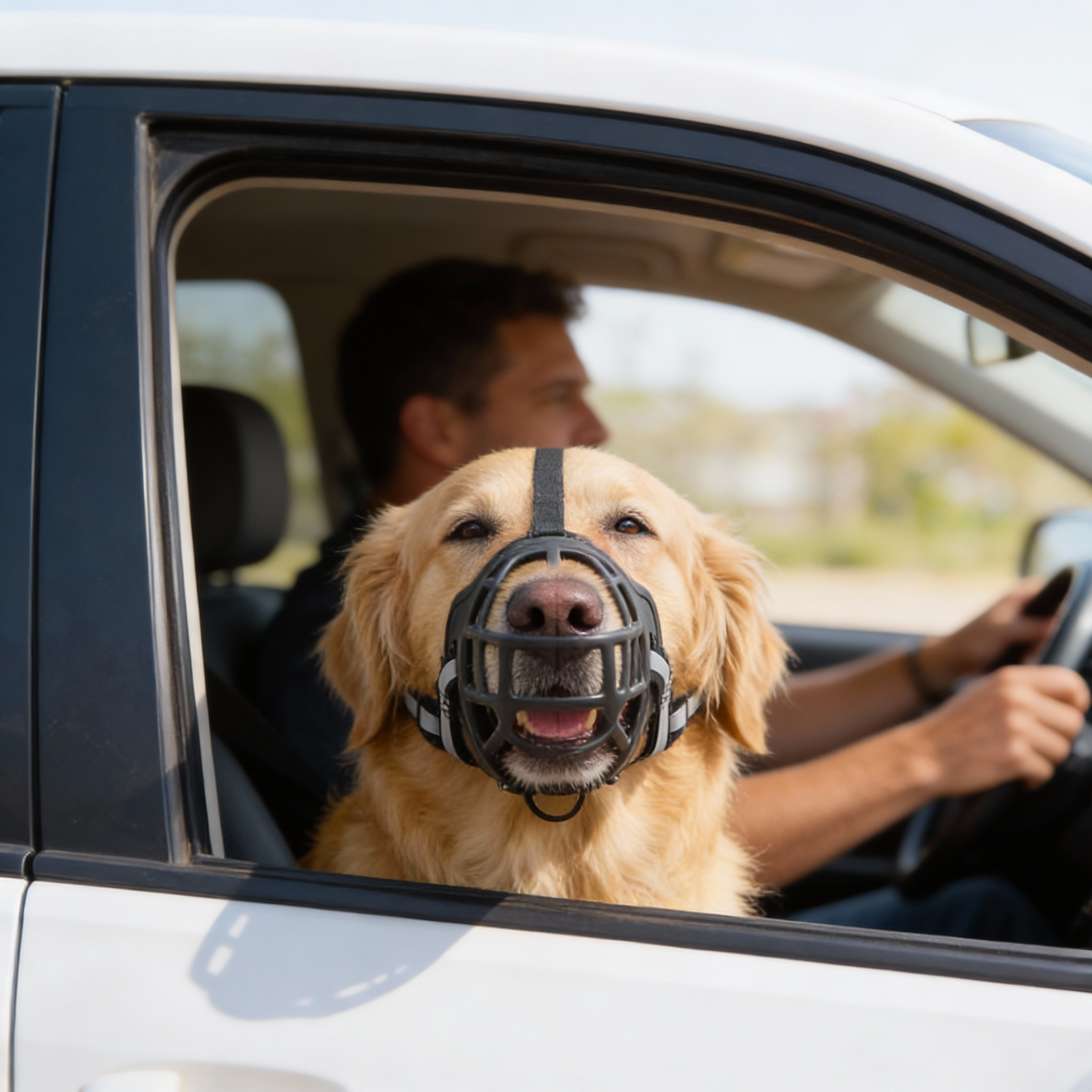 Breathable Polyester Dog Muzzle with Adjustable Straps – Ideal for Outdoor Walks
