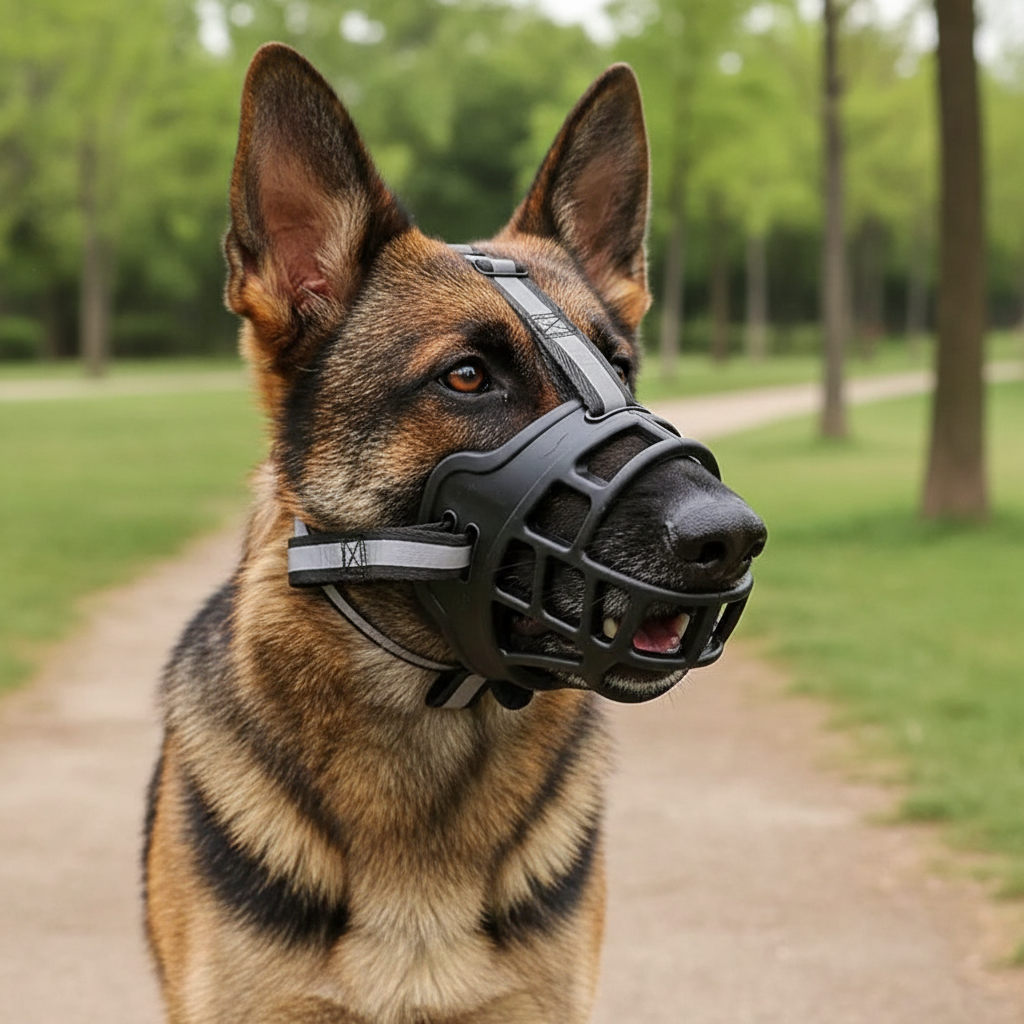 Breathable Polyester Dog Muzzle with Adjustable Straps – Ideal for Outdoor Walks