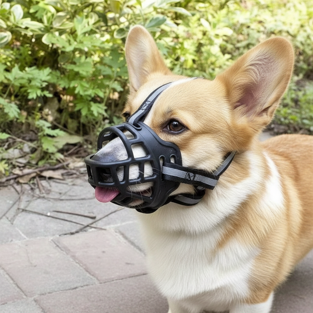Breathable Polyester Dog Muzzle with Adjustable Straps – Ideal for Outdoor Walks