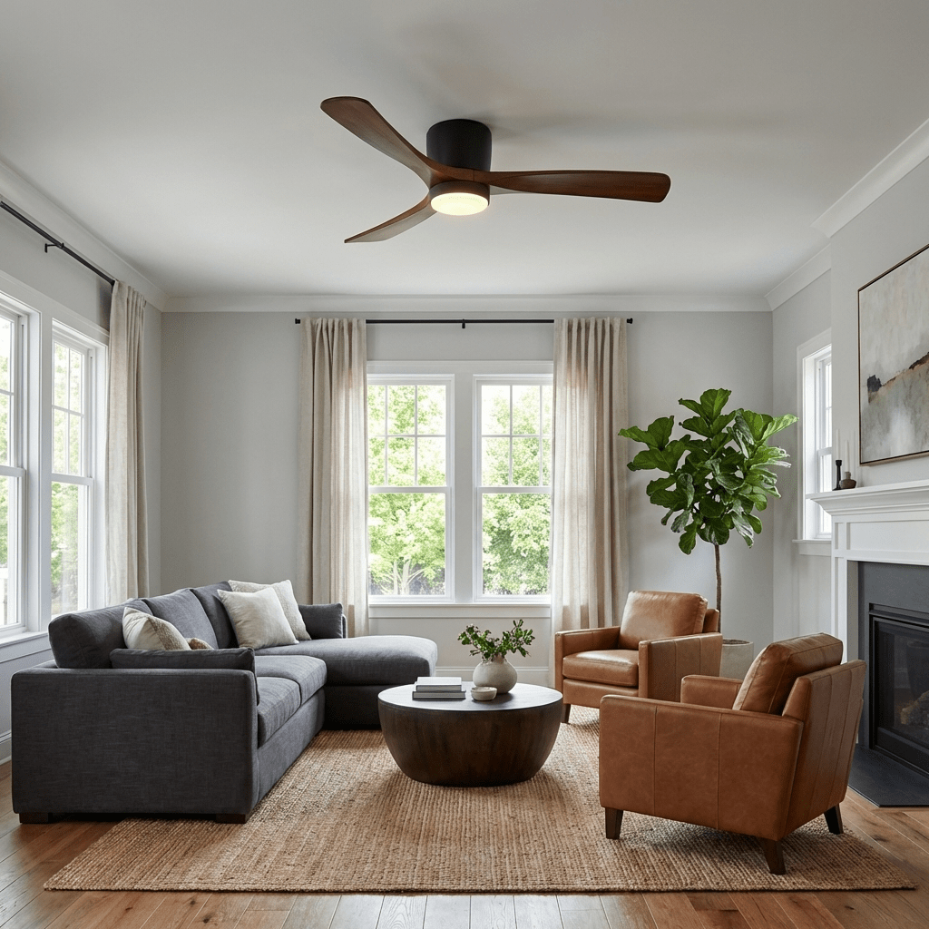 Brooklyn Nordic Wooden Ceiling Fan with Integrated Light – Ideal for Living Room or Bedroom