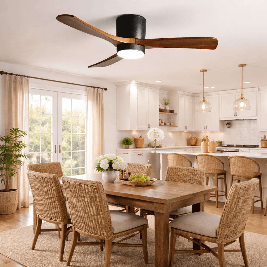 Brooklyn Nordic Wooden Ceiling Fan with Integrated Light – Ideal for Living Room or Bedroom