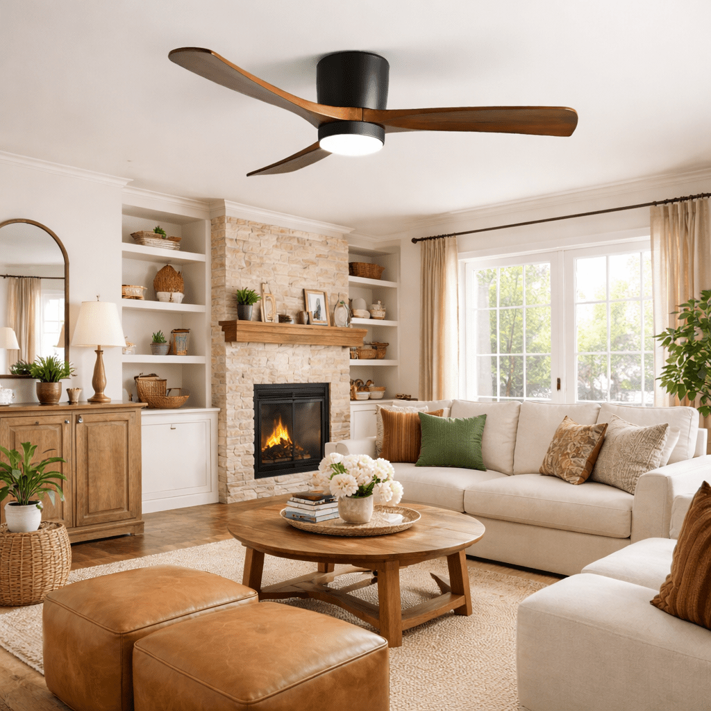 Brooklyn Nordic Wooden Ceiling Fan with Integrated Light – Ideal for Living Room or Bedroom