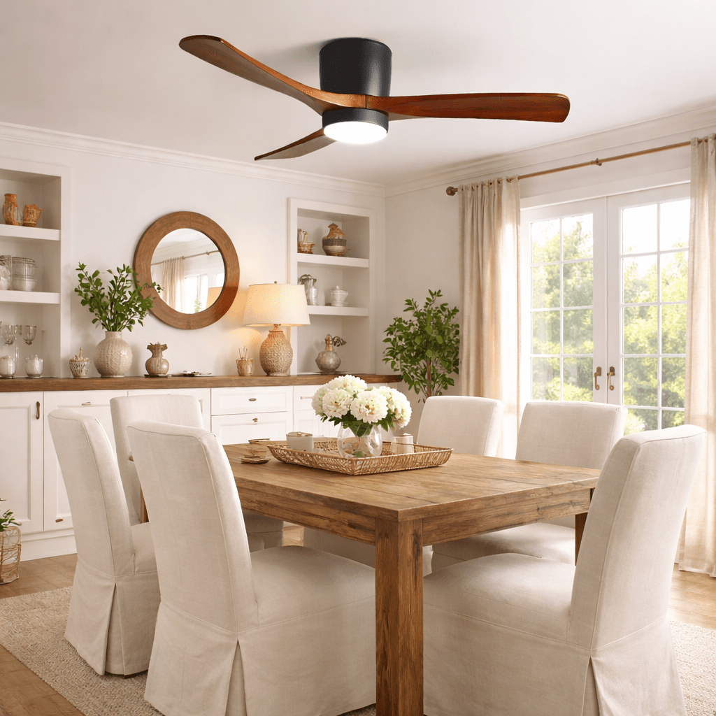 Brooklyn Nordic Wooden Ceiling Fan with Integrated Light – Ideal for Living Room or Bedroom