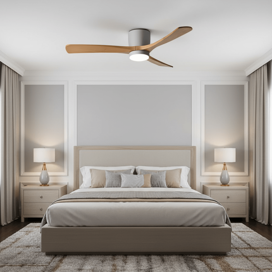 Brooklyn Nordic Wooden Ceiling Fan with Integrated Light – Ideal for Living Room or Bedroom