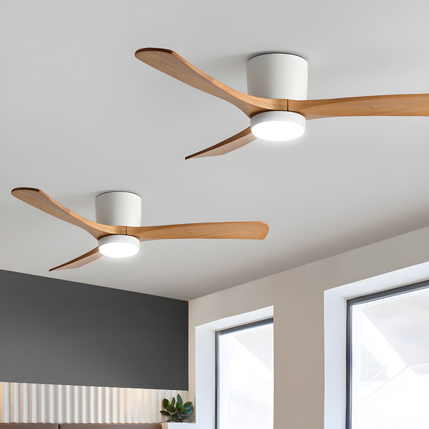 Brooklyn Nordic Wooden Ceiling Fan with Integrated Light – Ideal for Living Room or Bedroom
