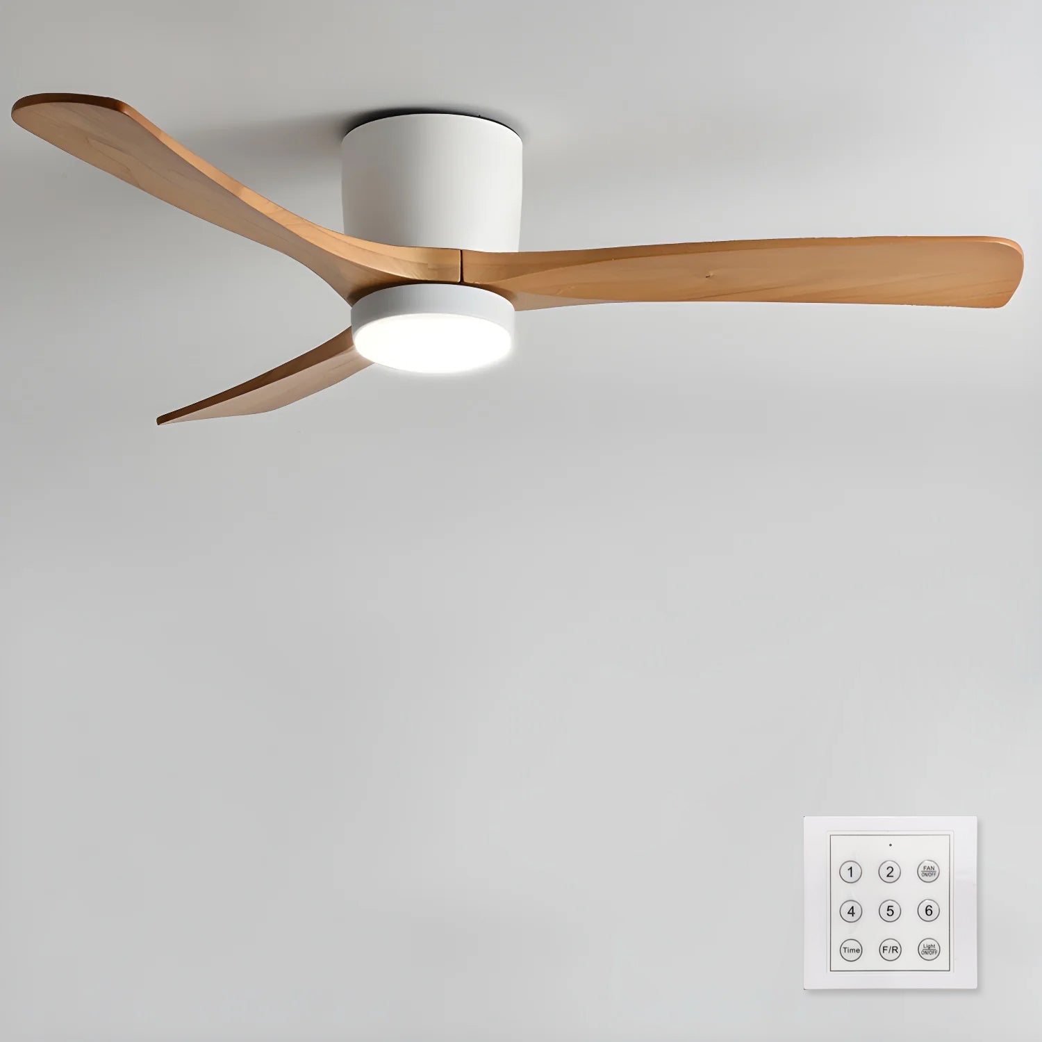 Brooklyn Nordic Wooden Ceiling Fan with Integrated Light – Ideal for Living Room or Bedroom