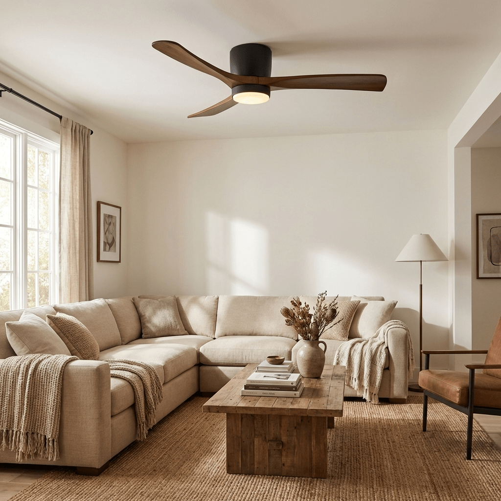 Brooklyn Nordic Wooden Ceiling Fan with Integrated Light – Ideal for Living Room or Bedroom